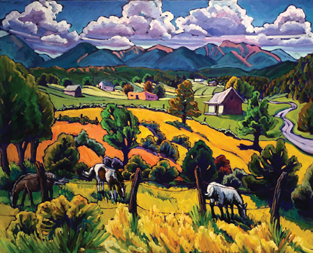 Krysteen Waszak, Clouds, Fields and Ponies, oil, 30 x 36.